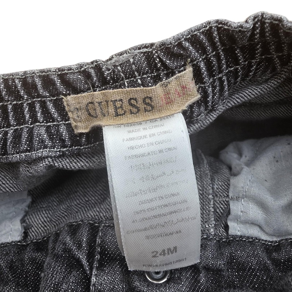 Guess Jeans Toddler Boys Girls 24M‎ Black Denim Elastic Waist Pants Vintage 90's - Picture 3 of 5